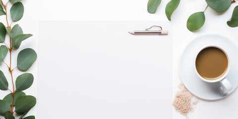 Elegant Office Desk with Eucalyptus Frame and Coffee