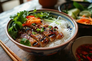 Bun Cha: Grilled Pork Over Rice Vermicelli in Vietnamese Style