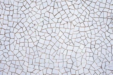 Bright blue puzzle background. Geometric shapes pattern. Mosaic pieces background. Ceramic...