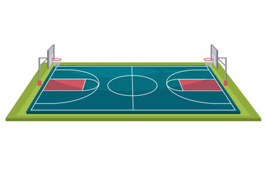 Perspective view of basketball court Vector illustration