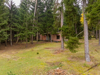 Aerial view of abandoned Composers House in Borjomi, Georgia 2023