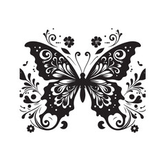 Butterfly Silhouette Enchantment - Ephemeral Beauty in Elegant Contour
