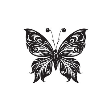 Butterfly Silhouette Delight - Artistic Representation of Nature's Aerial Dancer
