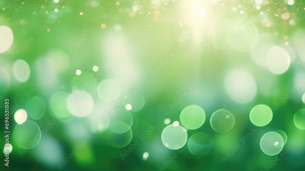 Poster A blurry green background featuring bokeh lights. Ideal for adding a soft and dreamy touch to your designs