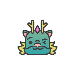 Winking Dragon Face Emoji filled outline icon