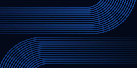 Abstract glowing circle lines on dark blue background. Geometric stripe line art design. Modern shiny blue lines. Futuristic technology concept. Suit for poster, cover, banner, brochure, modern