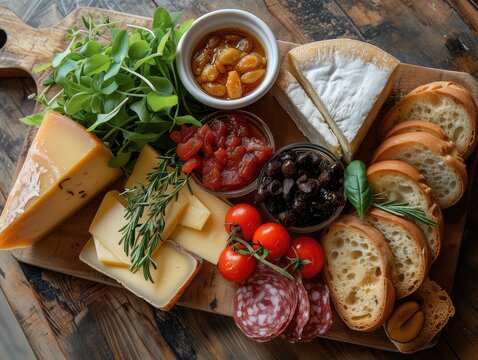 Charcuterie Board Bread Cheese Food Appetizer Background Image