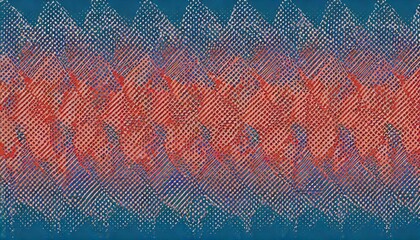 checkered rhombus halftone pattern vector horizontal line seamless border red blue abstract...
