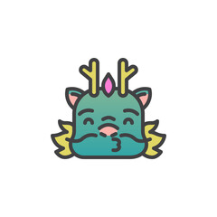Dragon Kissing Face Emoticon filled outline icon