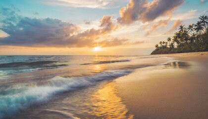 closeup sea waves sand beach panoramic beach landscape inspire tropical coast seascape horizon...
