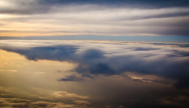 dramatic clouds from airplane in the sky at sunset ai generated art © Sawyer