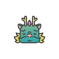 Unhappy Dragon Face Emoticon filled outline icon