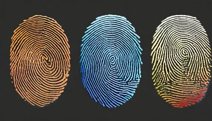 Fotobehang fingerprint or thumbprint set isolated © Sawyer