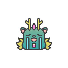 Dragon Loudly Crying Face filled outline icon