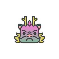 Dragon Angry Face filled outline icon