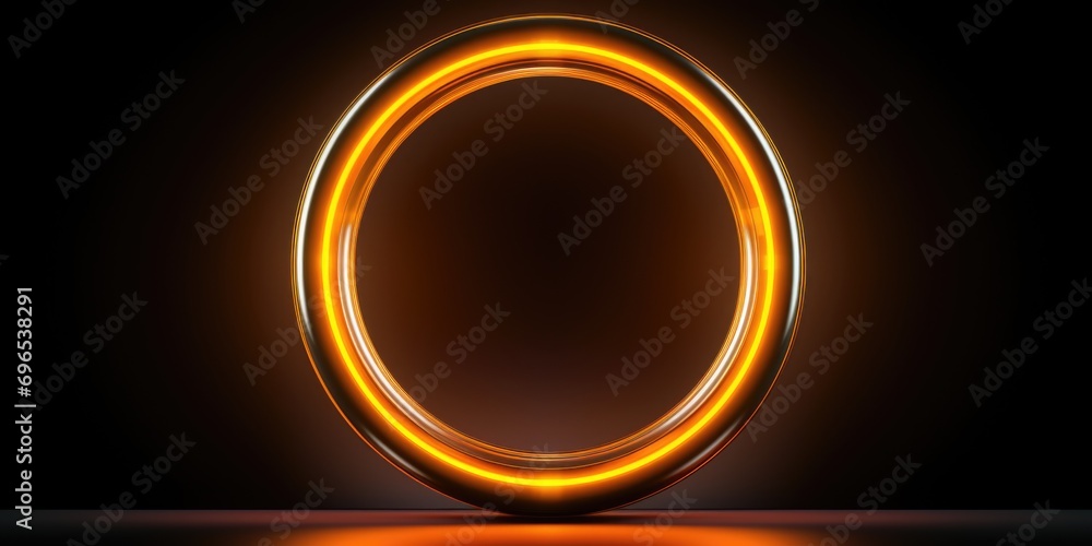 Poster A captivating image of a glowing circle in a dark room. Perfect for creating a mysterious and enchanting atmosphere.
