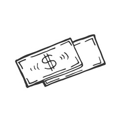 dollar bill doodle icon, vector illustration