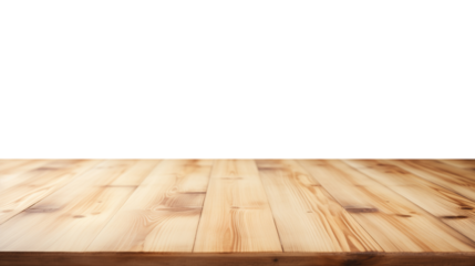 Empty wooden table, isolated on transparent background, for product promotion placement, marketing display product, png