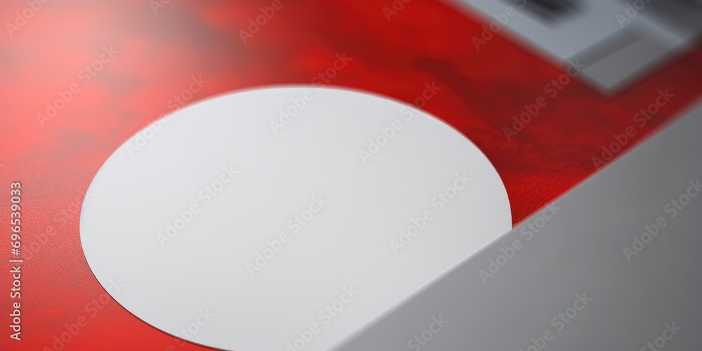 Poster A red table with a white circle on it. Suitable for various uses