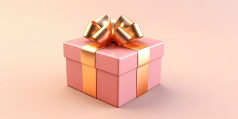 A pink gift box with a gold bow. Perfect for birthdays, anniversaries, and special occasions