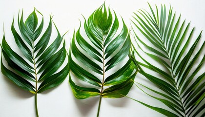Fototapeta na wymiar beautiful tropical leaf isolated on white background flat lay