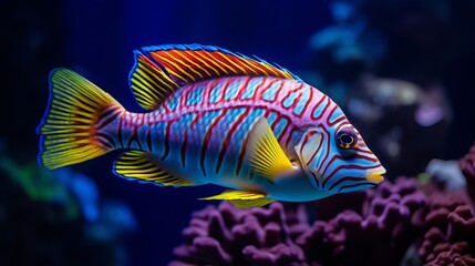 The coral is home to multicolored tropical fish.