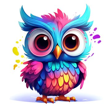 Cute rainbow owl. Clipart is a great choice for creating cards, invitations, party supplies and decorations. AI generated.