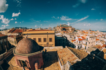 A panoramic cityscape view over the rooftops of Palermo - 696541292