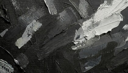 closeup of abstract rough black gray dark colored art painting texture with oil acrylic brushstroke...