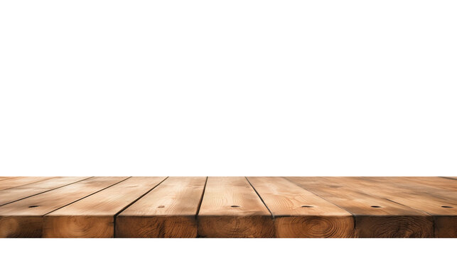 Rustic empty wooden floor isolated on transparent background, for product promotion placement, marketing display product, png