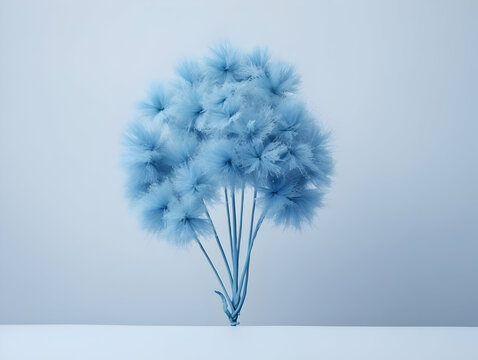 Blue fountain bush flower in studio background, single blue fountain bush flower, Beautiful flower, ai generated image