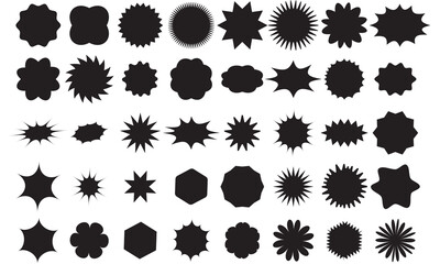 Starburst speech bubbles. Starburst black sticker set. Special offer sale tag, discount offer price label. Set of red advertising stickers. vector illustration.
