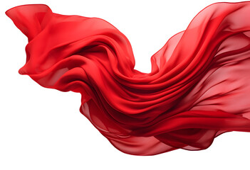 wavy red cloth or wavy silk floating in the air PNG - obrazy, fototapety, plakaty