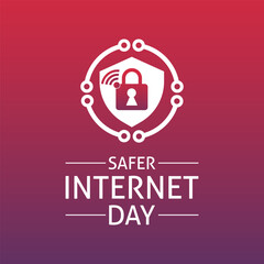 Safer Internet Day. Safe internet February .Banner, poster, card, background design. Cyber security concept vector design template .