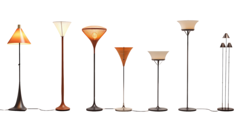 Collection of Beautiful Floor Lamps isolated on white or transparent background