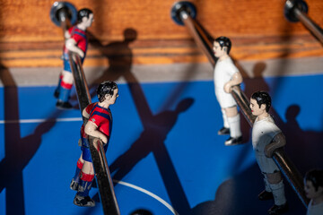 detail of the figures of a soccer table