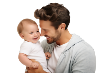 Loving father with a baby in his arms, cut out