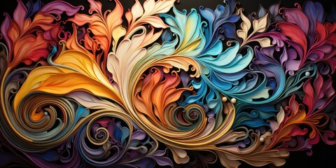 unique piece of art that blends vibrant hues in a mesmerizing pattern. Related tags might include 