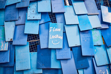 Community Art Tiles with LGBTQ Messages - Eye Level View