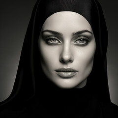  beautiful glamour nun with evening makeup