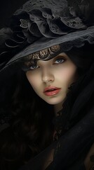 Beautiful young girl in mourning attire