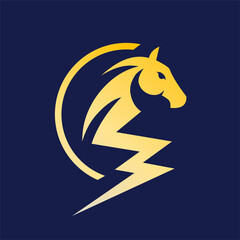 Lightning horse logo, The Horse and Lightning logo is a simple yet effective design that represents the power and speed of the horse and the energy and power of lightning