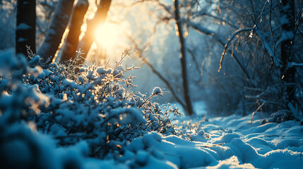 Sonnenuntergang Winter, Wald
