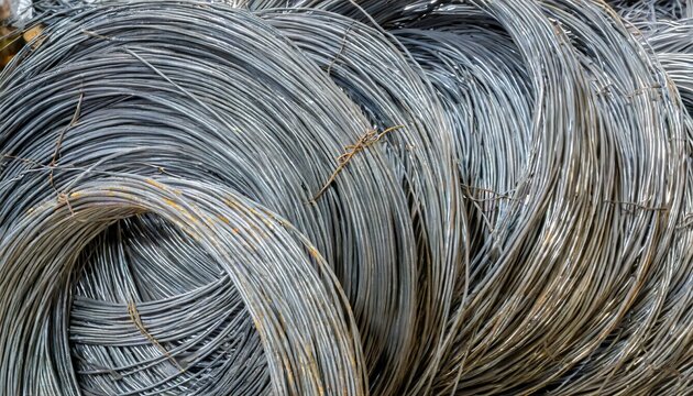 full frame of steel wire pile of wire rod or coil for industrial usage metal iron background