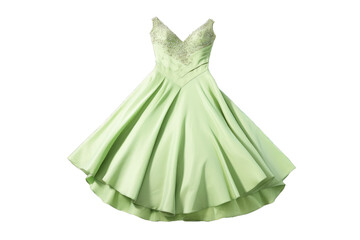 A stunning pistachio party dress adorned with sequins, rhinestones, and a plunging neckline.