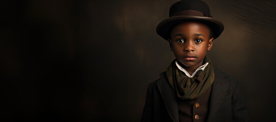 black history month copy space, a child on dark background