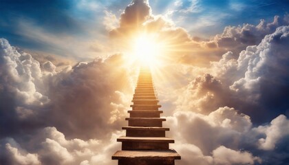 the ladder or the way to heaven the concept of enlightenment and spirituality - obrazy, fototapety, plakaty