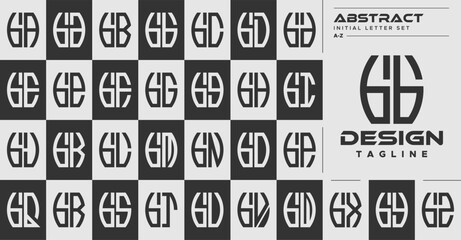 Modern line abstract shape lowercase letter B BB logo design set