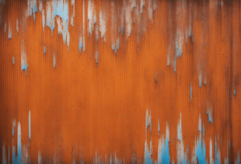 Vintage Corroded Metal Surface. Abstract Orange, Brown, and Blue Weathered Texture.