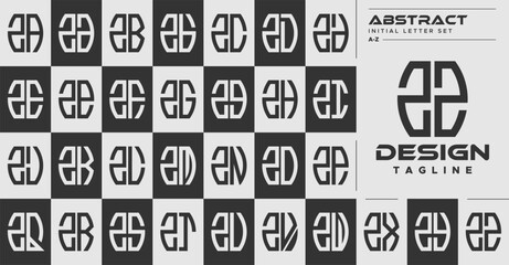 Modern line abstract shape Z ZZ letter logo design set - obrazy, fototapety, plakaty